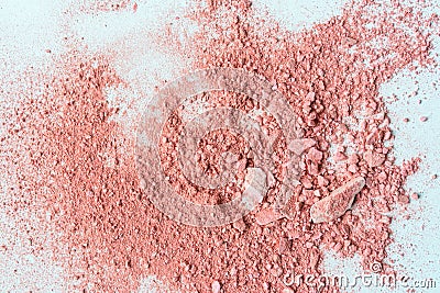 Smear of crushed orange blush on as sample of cosmetics product, copy space, top view Stock Photo