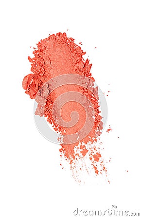 Smear of crushed orange eyeshadow as sample of cosmetic product Stock Photo