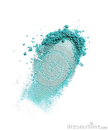 Smear of crushed teal eyeshadow as sample of cosmetic product Stock Photo