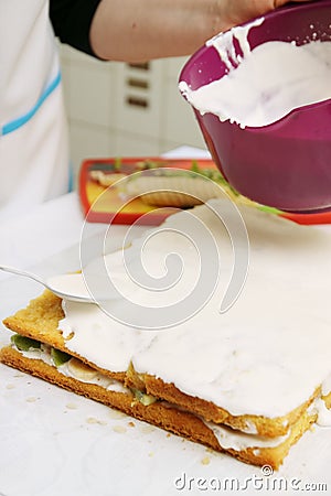 Smear spoon cake Stock Photo