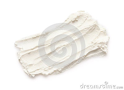 Smear of tasty cream cheese on white background Stock Photo