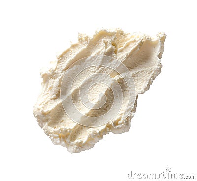 Smear of tasty cream cheese on white background Stock Photo