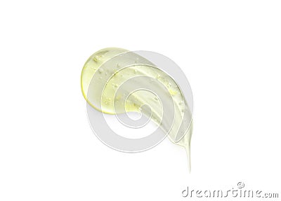 Smear of yellow ointment on white background, top view Stock Photo