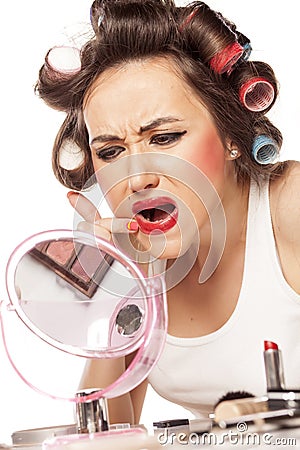 Smeared makeup Stock Photo