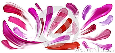 Smears of lipstick, nail polish, brush strokes set Vector Illustration