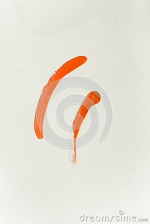Smears of orange nail polish on a white background, beauty concept, vertical photography Stock Photo