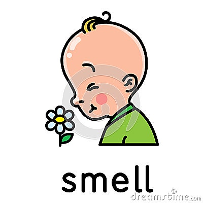 Smell. Icon of one of five senses Vector Illustration