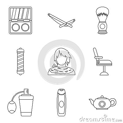 Smell icons set, outline style Vector Illustration
