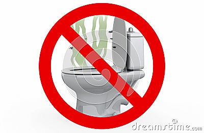 Smell from the Toilet - Prohibited sign, 3d illustration Stock Photo