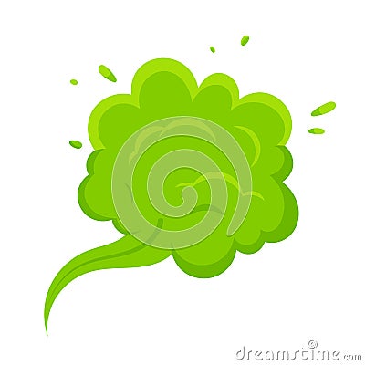 Smelling green cartoon smoke or fart clouds flat style design vector illustration. Vector Illustration