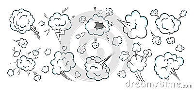 Smelling pop art comic book cartoon fart cloud flat style design vector illustration set. Vector Illustration