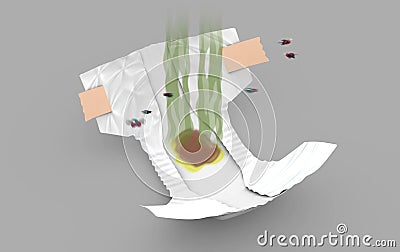 Smelly Diaper, 3d illustration Stock Photo