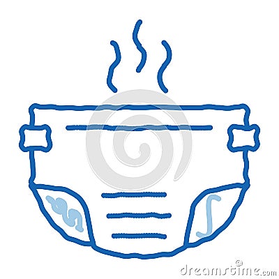 Smelly Diaper doodle icon hand drawn illustration Vector Illustration