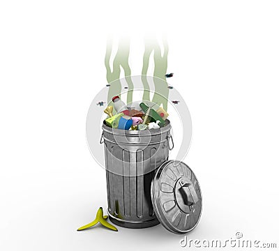 Smelly Trash Can, 3d illustration Stock Photo