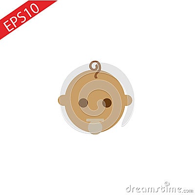 Smile baby outline icon style design. Baby head. Stock Photo