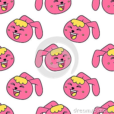 Smile bunny female seamless pattern textile print. repeat pattern background design Vector Illustration