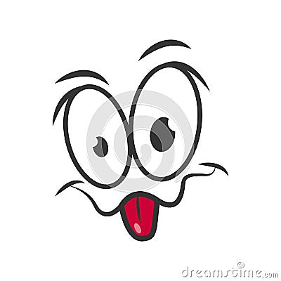 Smile cartoon emoticon crazy stretched tongue emoji face vector icon Vector Illustration