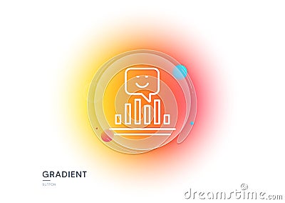 Smile chart line icon. Positive feedback rating sign. Gradient blur button. Vector Vector Illustration