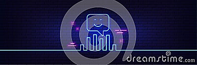 Smile chart line icon. Positive feedback rating sign. Neon light glow effect. Vector Vector Illustration