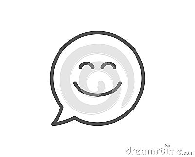 Smile chat line icon. Happy emoticon sign. Speech bubble. Vector Vector Illustration