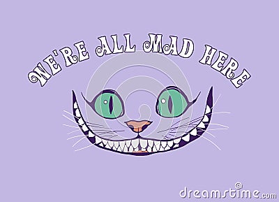 Smile of a cheshire cat for the tale Alice in Wonderland Vector Illustration