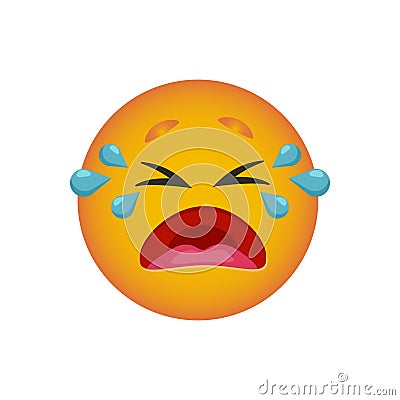 Smile cries big tears. Emoji reactions to messages for social networks. Vector smiley Vector Illustration