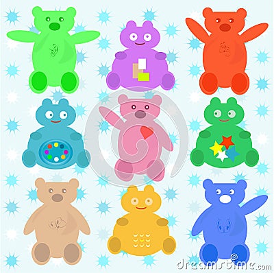 Smile cute cartoon animals wallpaper Vector Illustration