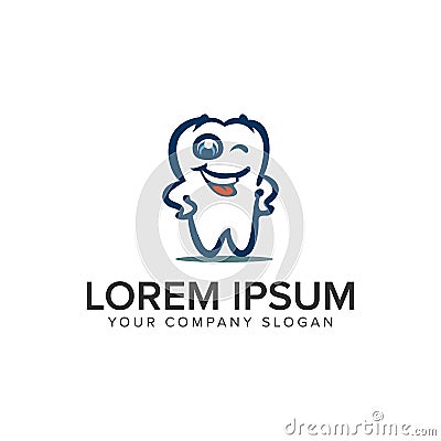 Smile dental cartoon logo design concept template Vector Illustration