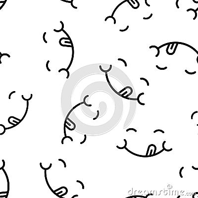 Smile face icon seamless pattern background. Tongue emoticon vector illustration on white isolated background. Funny character Vector Illustration