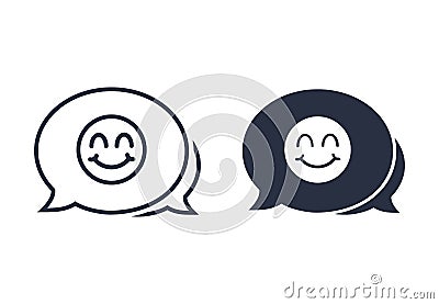 Smile face line icon. Happy emoticon chat sign. Speech bubble symbol. Quality design element. Linear style smile face Vector Illustration