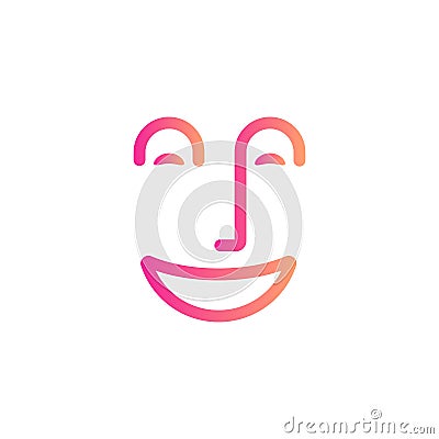 Smile face symbol, happy people abstract line icon, cheerful mood, positive emotion, dentistry linear logo template. Vector Illustration
