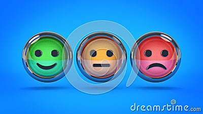 Smile / frown buttons for website. 3d rendering Stock Photo