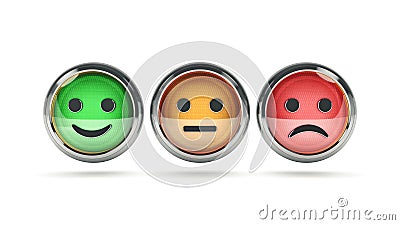 Smile / frown buttons for website. 3d rendering Stock Photo