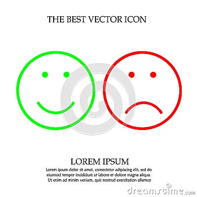 Smile and frown face vector icon Vector Illustration