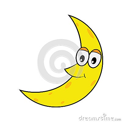 Smile happy moon flat cartoon icon transparent background isolated cute vector Vector Illustration