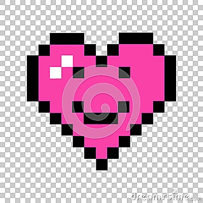 Smile heart. Gaming pixel 8bit. Valentines day. Cartoon Illustration