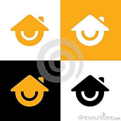 Smile home logo design template elements, happy house symbol - Vector Vector Illustration