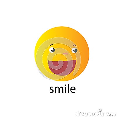 Smile icon template design. Smiling emoticon vector logo on white background. Face line art style - Vector Stock Photo