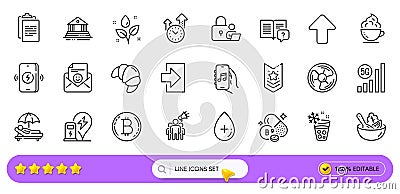 Smile, Lock and Salad line icons for web app. Pictogram icon. Line icons. Vector Vector Illustration