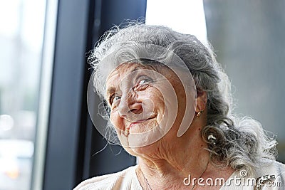 Smile and looking grandmother face Stock Photo