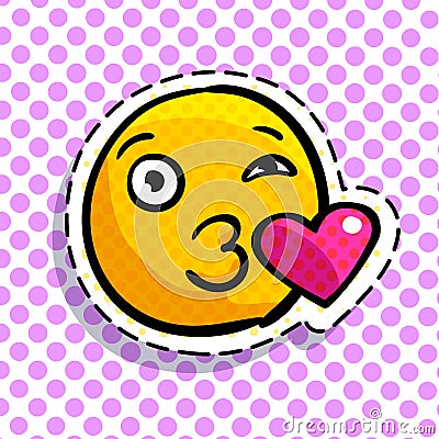 Smile in love emoticon. Vector Illustration