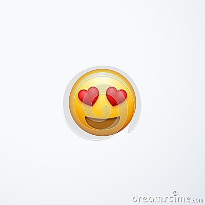 Smile in love emoticon with love hearts in eyes Vector Illustration