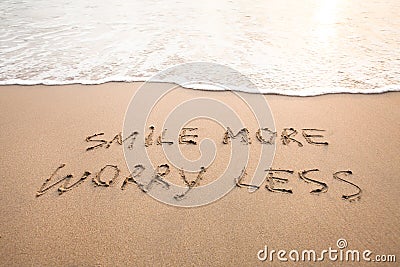 Smile more worry less - positive thinking Stock Photo