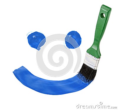 Smile paint drawing with brush Stock Photo