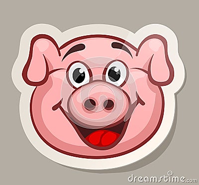 Smile pig sticker Vector Illustration