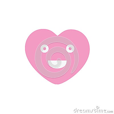 Smile pretty pink heart face sign icon. Happy smiley chat symbol. Colored Flat design button. Vector illustration Stock Photo