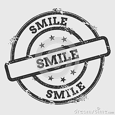 Smile rubber stamp isolated on white background. Vector Illustration