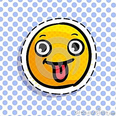 Smile shows tongue. Vector Illustration