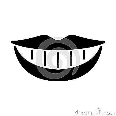 Smile teeth mouth icon, vector illustration, black sign on isolated background Vector Illustration