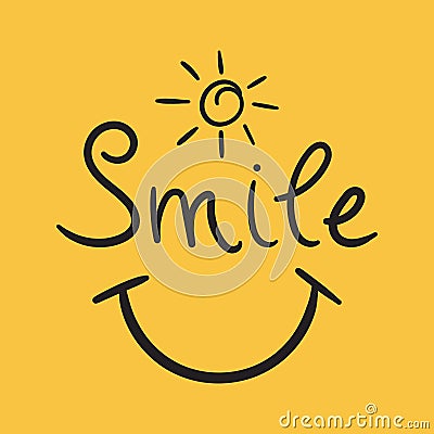 Smile text vector icon. Hand drawn illustration on white background. Vector Illustration